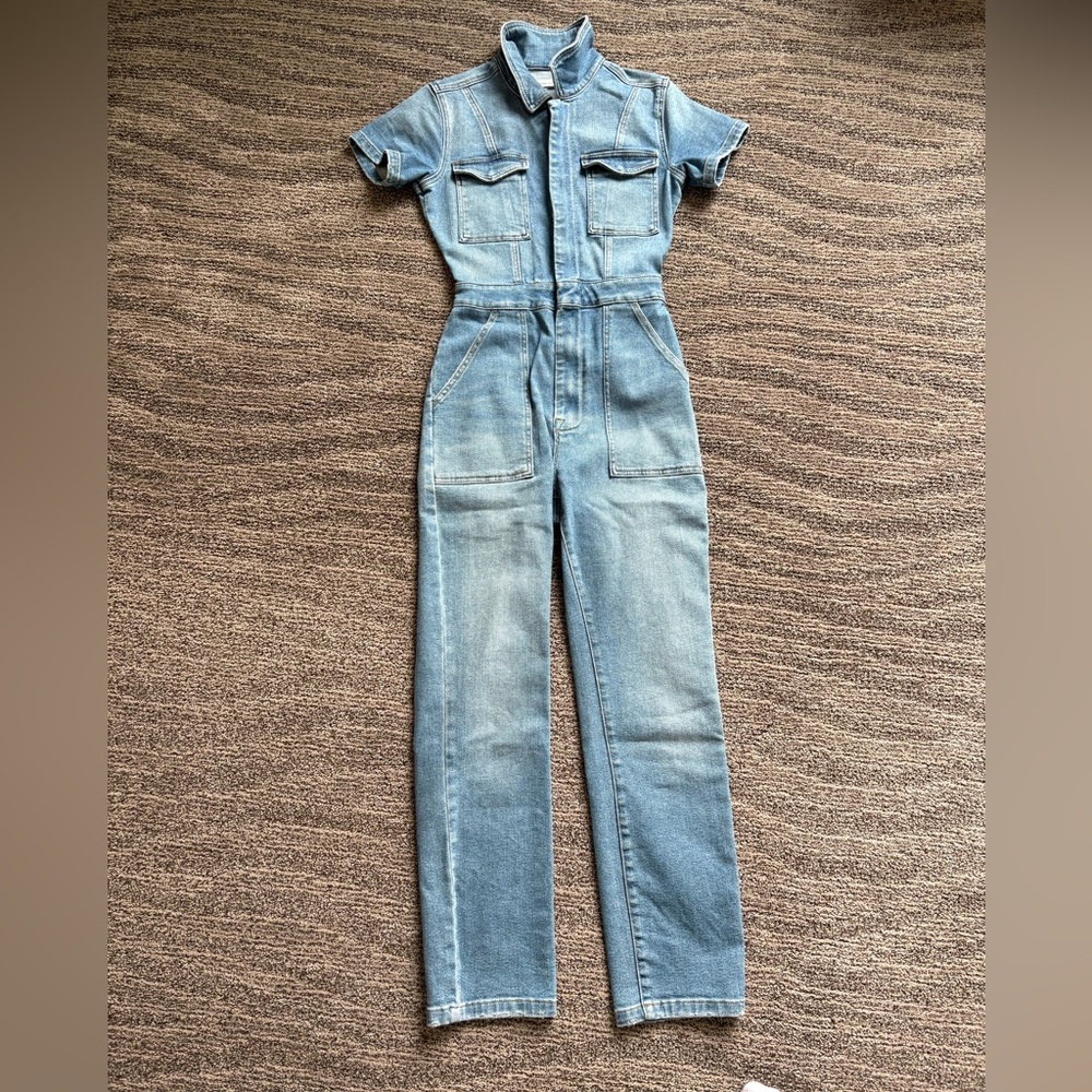 Good American Light Blue Denim Overalls
